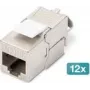 DIGITUS CAT 6A geschirmtes Keystone-Modul, werkzeugfrei, RJ-45, flach, Silber — 12er-Pack