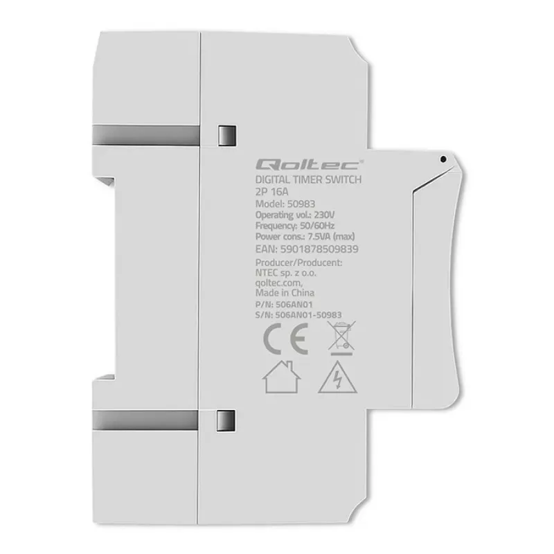 DIN-Schienen elektronischer Zeitschalter QOLTEC 50983, batteriebetrieben, für Automatisierungsschaltungen