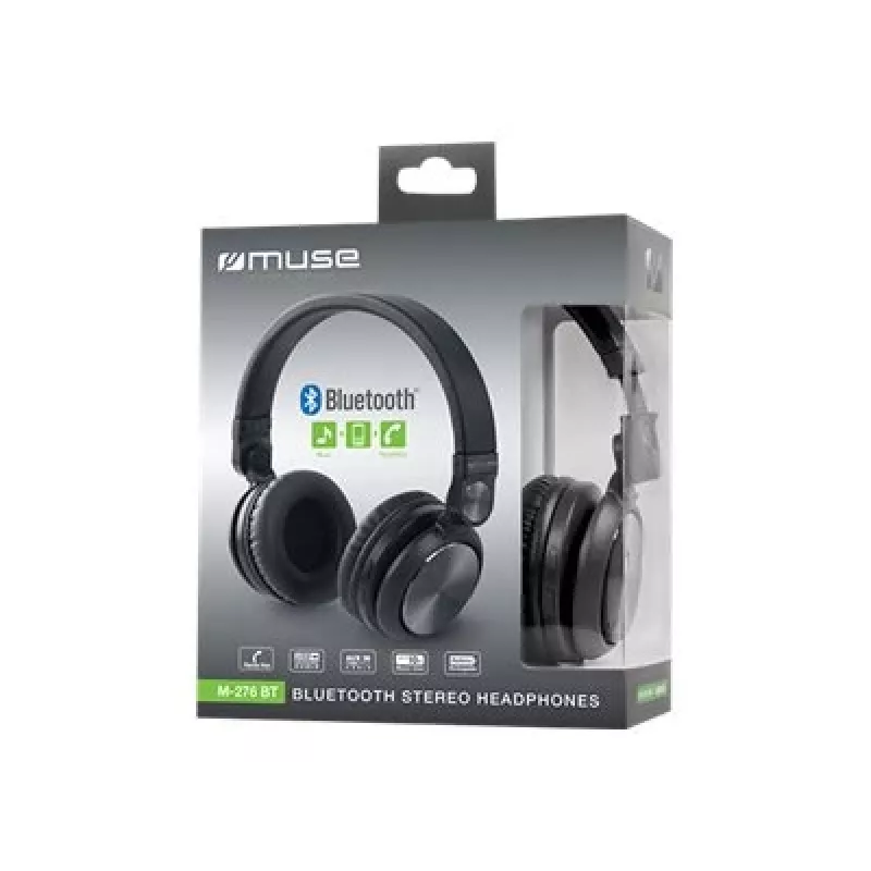 Muse M-276BT Kopfhörer/Headset Kabelgebunden & Kabellos Bügel Kopfhörer Telefonate/Musik Bluetooth Schwarz