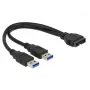 USB-Kabel DeLOCK 0,25m USB3.0/2xUSB3.0 83910