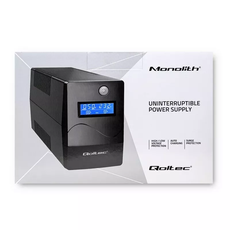Qoltec Monolith USV (unterbrechungsfreie Stromversorgung) Doppelwandlung (Online) 0,45 kVA 240 W 2 Steckdosen
