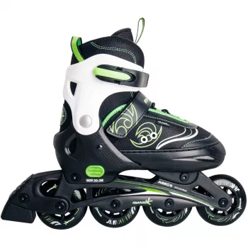 Inline Skates Muuwmi 682 verstellbare Größe 33–36 Grün/Schwarz mit Schützerset
