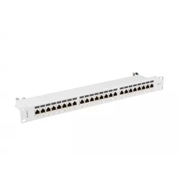 Patchpanel 1U LANBERG PPS7-1024-S – 24-Port, Cat7, F/UTP, Metall, 1U (445×102×44,5 mm)