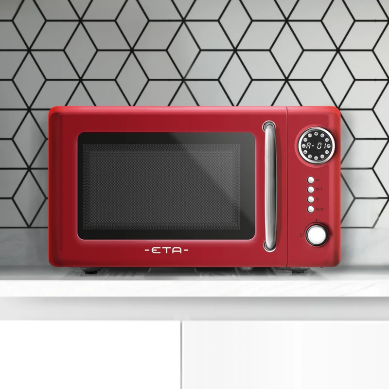 Solo-Mikrowelle für die Arbeitsplatte ETA Storio Rot Solo – 20 L, 700 W, 5 Leistungsstufen, 245 mm Drehteller