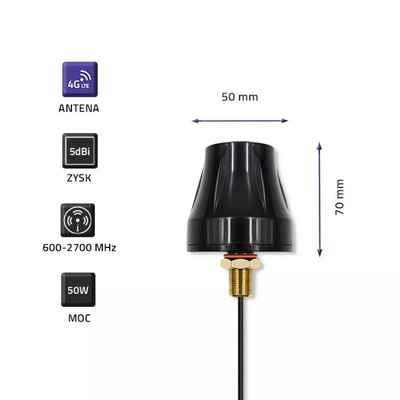 Rundstrahlende 4G-LTE-Antenne QOLTEC 57037, dual-polarisiert, 5 dBi Gewinn