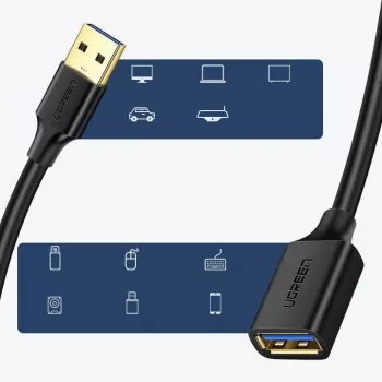 Ugreen-Verlängerungskabel-Adapter USB 3.0 (Buchse) auf USB 3.0 (Stecker) 2 m (schwarz)