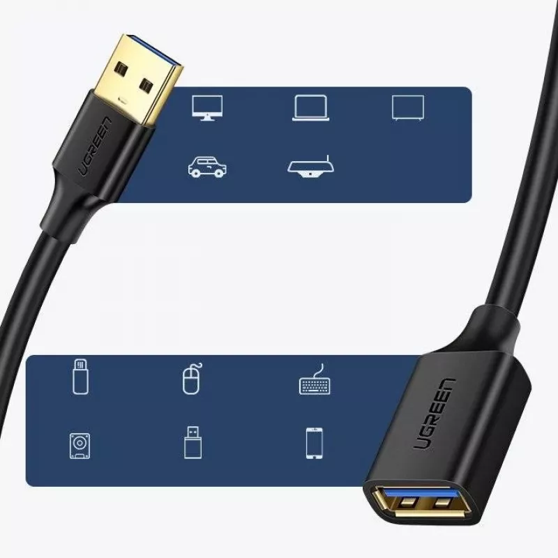 Ugreen-Verlängerungskabel-Adapter USB 3.0 (Buchse) auf USB 3.0 (Stecker) 2 m (schwarz)