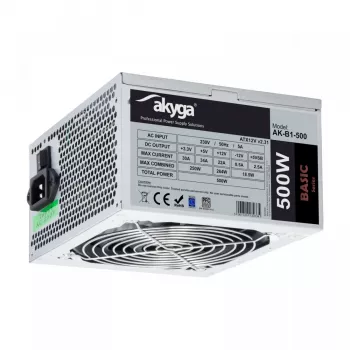 Netzteil Akyga AK-B1-500, 500 W, ATX 2.31, 20+4-polig, 120-mm-Lüfter, nicht-modular