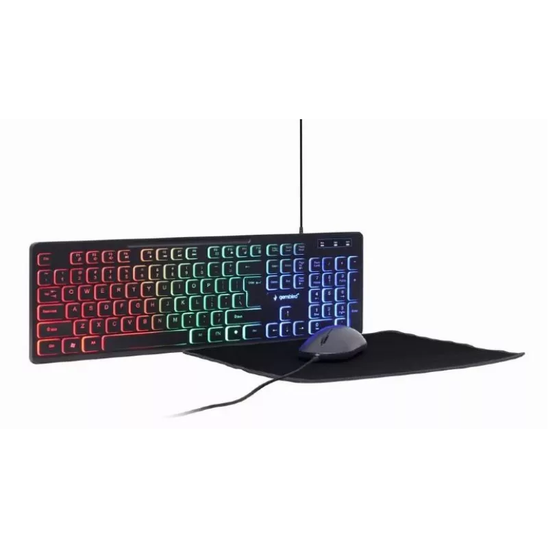 Kabelgebundene Full-Size-Tastatur mit Maus Gembird KBS-UML-01 — USB, QWERTY US, 104 Tasten, schwarz