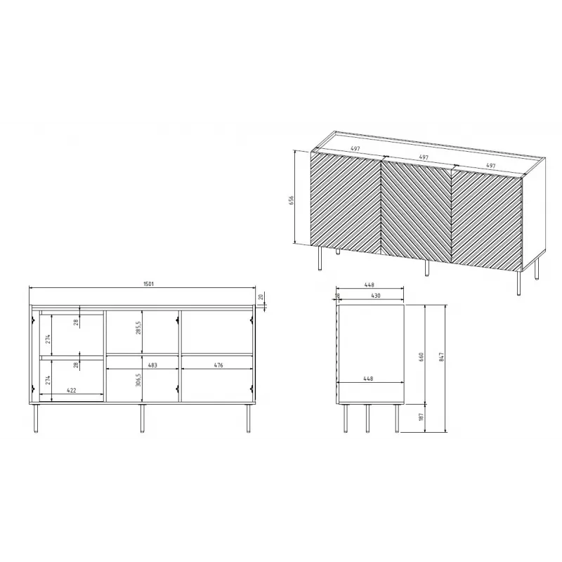 3D2SZ ONDA Kommode 150x45xH85 grün