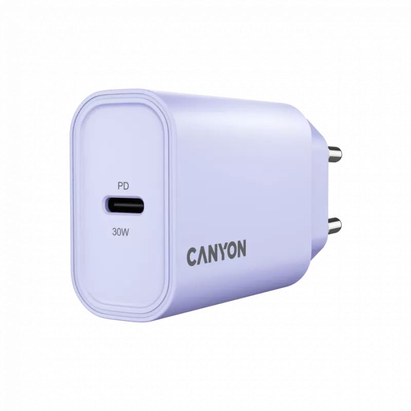 Wandladegerät CANYON OnCharge 30CL, 30W USB-C PD, 1x PD-Ausgang, EU-Stecker, Lila