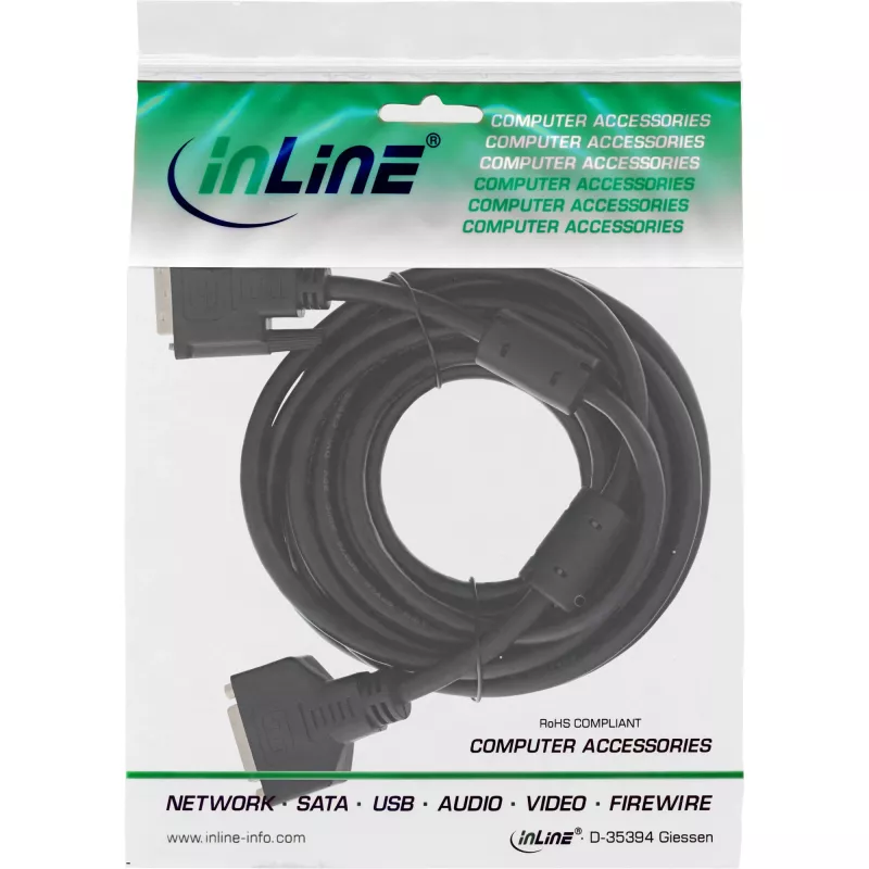 InLine DVI-D-Kabel 24+1 M/F, Dual Link, 2 Ferritkerne, 3 m