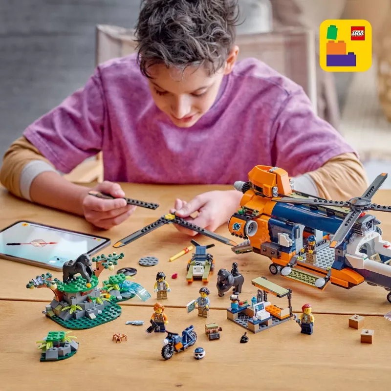 LEGO City 60437 Dschungel-Explorer-Hubschrauber im Basislager