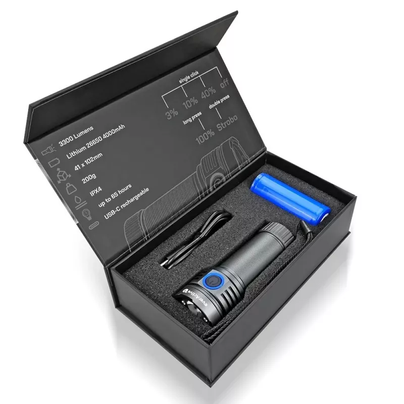 LED-Taschenlampe everActive LUMINATO R FL-3300R – 3300 Lumen, wiederaufladbar