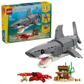 LEGO CREATOR 3 IN 1 31381 Furchterregender Hai mit einer Schatztruhe
