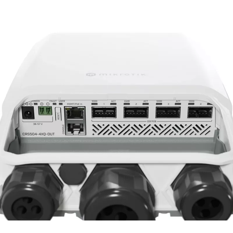 Mikrotik CRS504-4XQ-OUT Netzwerk-Switch Managed L3 Fast Ethernet (10/100) Power over Ethernet (PoE) 1U Weiß