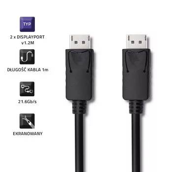 DisplayPort-Kabel Qoltec 50373 2 m Schwarz