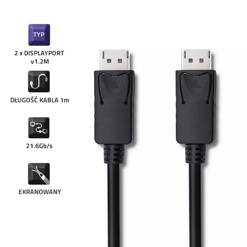DisplayPort-Kabel Qoltec 50373 2 m Schwarz