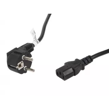 Netzkabel LANBERG CA-C13C-11CC-0050-BK – 5 m, C13-Kupplung auf CEE7/7, abgewinkelt C13