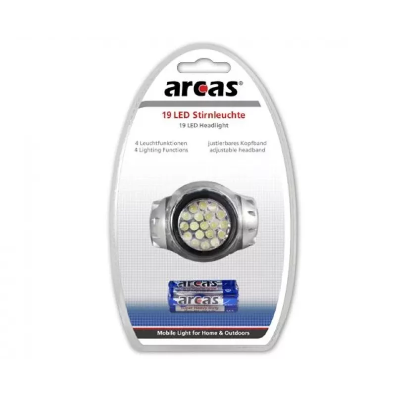 Arcas Stirnlampe 19 LED 4 Lichtfunktionen