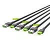 USB-C-Kabel-Set Grün Cell GC Ray — USB A auf USB C 3 Längen (30 cm, 120 cm, 200 cm), USB PD, 480 Mbit/s, 2,4 A, schwarz