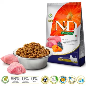 FARMINA N&D Pumpkin Lamb & Blueberry Adult Mini - Trockenfutter für Hunde - 2,5 kg