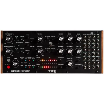 Analoger semi-modularer Synthesizer moog Labyrinth – monophon, 20-In/12-Out-Patchbay, Sequenzer, Naturholz