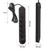 Steckdosenleiste MACLEAN MCE395 B — 5 Steckdosen, 3×USB, 110–240V AC, 2,1A USB, 2500W, 1,5 m Kabel, schwarz