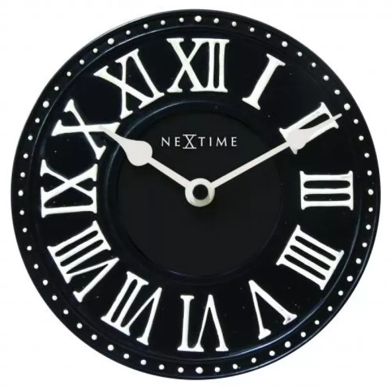 NeXtime klok 5187zw London Table, Ø16 cm, Wand, Schwarz/Weiß