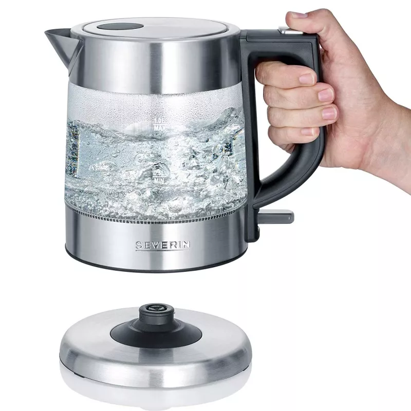 Severin WK 3468 Wasserkocher 1 L 2200 W Schwarz, Edelstahl, Transparent