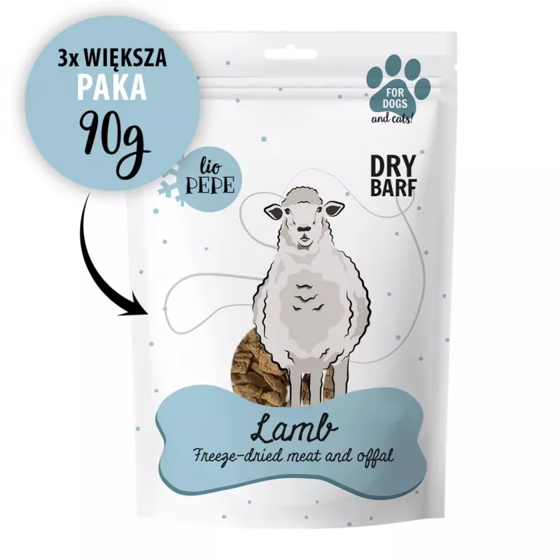 Gefriergetrocknete Lamm-Leckerlis für Hunde PAKA ZWIERZAKA Lio Pepe Lamb XL 90 g — Einzelzutat XL-Stücke