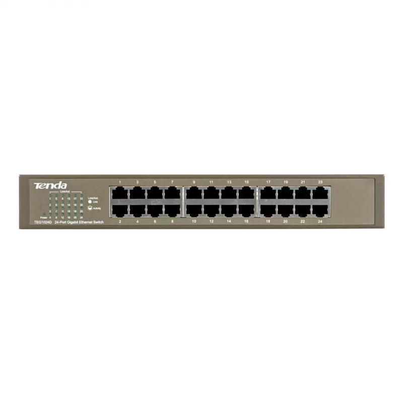 Unmanaged Switch TENDA TEG1024D 24-Port Gigabit Ethernet, 48 Gbps, 8000 MAC-Tabelle, blau