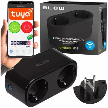 TUYA WLAN-gesteuerte doppelte intelligente Steckdose, schwarz