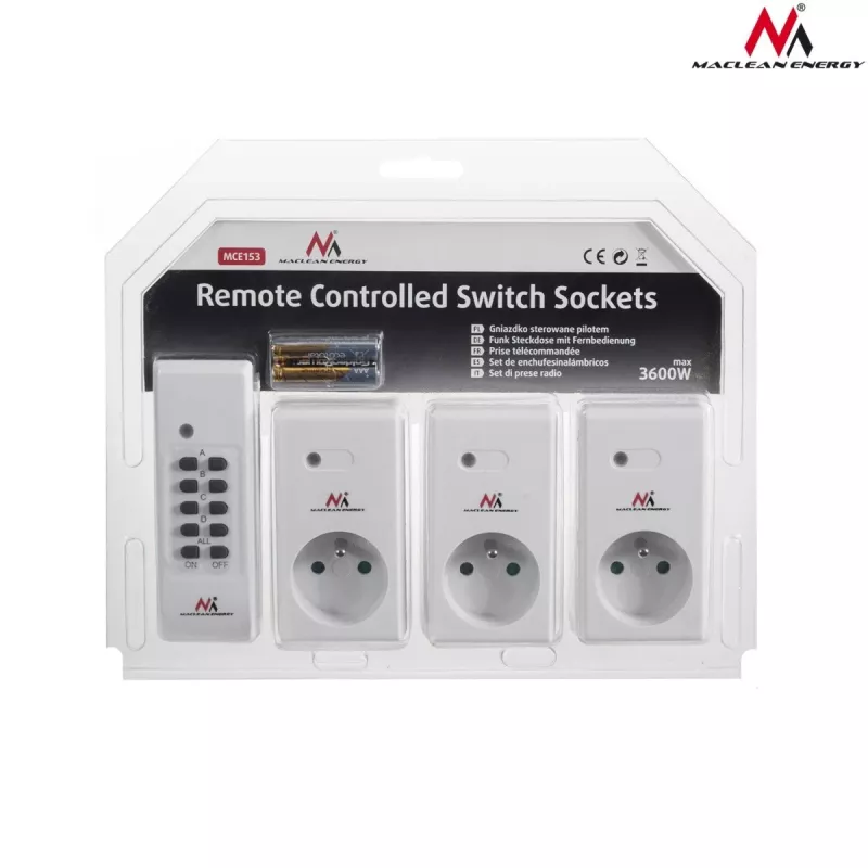 MCE153 Funksteckdosen 3er-Set - programmierbar + Fernbedienung