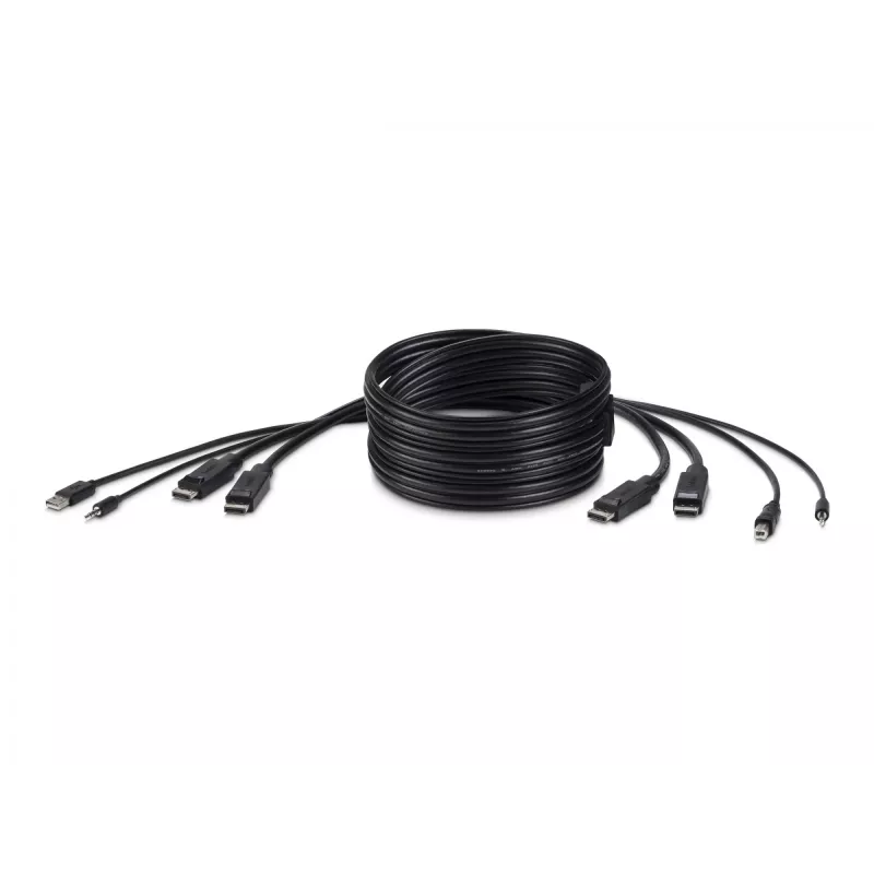 Belkin Secure KVM Combo Cable - Tastatur- / Video- / Maus- / Audio-Kabel - USB, Mini-Stecker, DisplayPort (M) bis Stereo Mini-Klinkenstecker, USB Typ 