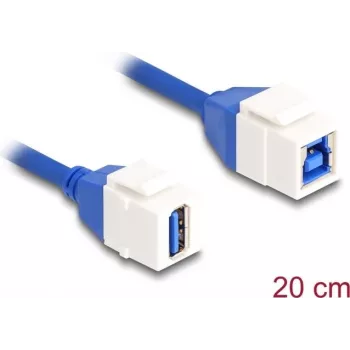 DeLOCK Keystone Modul Kabel USB 5 Gbps Typ-A Buchse auf Typ-B Buchse 20 cm blau