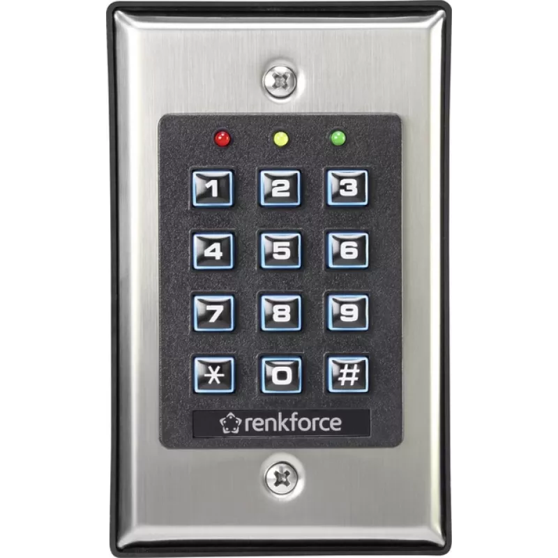 Elektronisches Codeschloss Renkforce 1582597 Aufputz-Unterputz beleuchtete Tastatur für Zutrittskontrolle