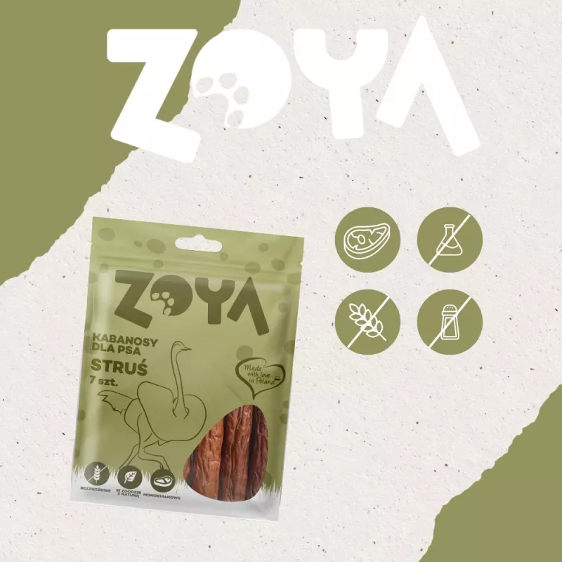 ZOYA Straußenfleisch-Würstchen - Hunde-Leckerli - 7 Stück