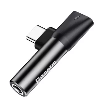 Baseus Audio Adapter USB-C auf Miniklinke 3,5 mm + USB-C (schwarz)