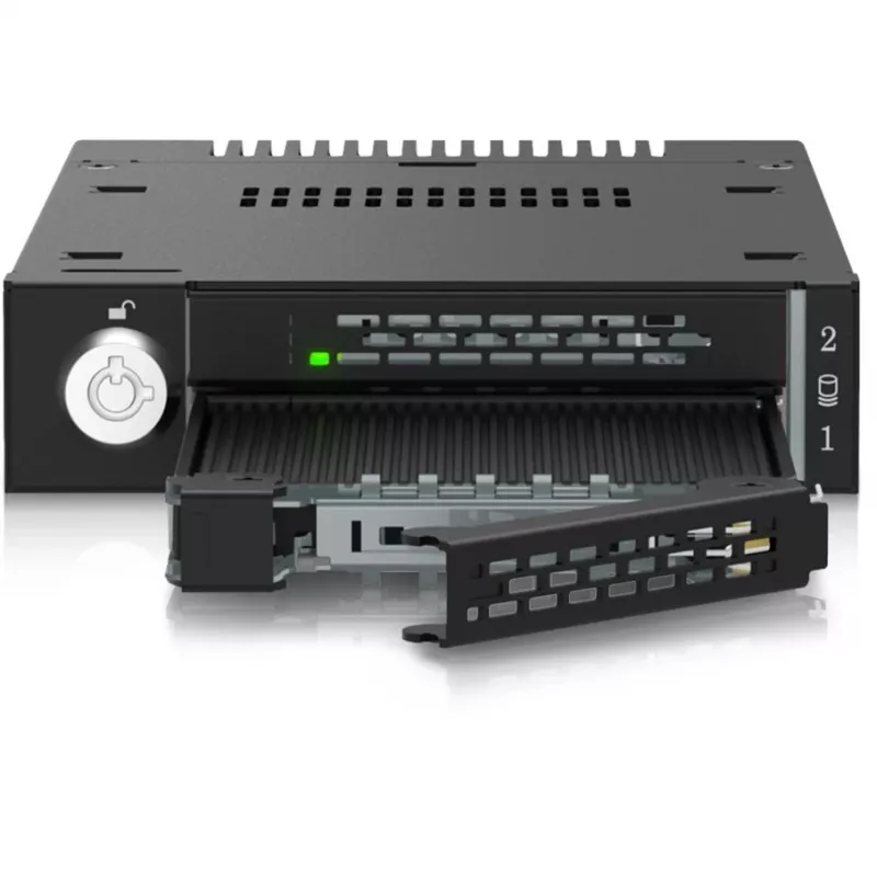 ICY DOCK - ToughArmor - MB834MK-B V2 - 2x M.2 NVMe zu 1x 3,5-Zoll-Schacht Wechselrahmen Metallschlüsselschloss SlimSAS 4i schwarz