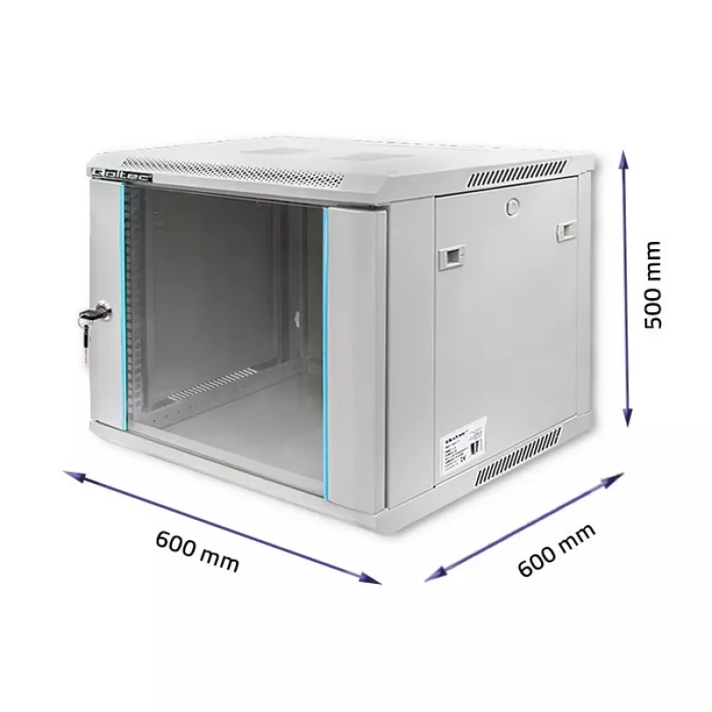 Rack-Schrank QOLTEC 19 Zoll 9U 600x500x600 Wand- oder Bodenmontage Servergehäuse
