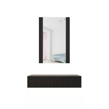 Schminktisch mit Spiegel cama meble PAFOS 80×41,6×100 cm, MDF-Rahmen, 1 Schublade, mattschwarz
