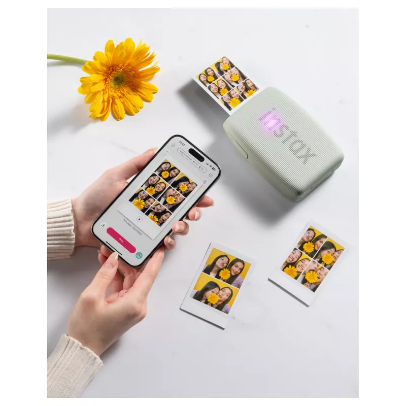 Sofortbilddrucker Fujifilm Instax Mini Link3 Sage Grün — 800×600 DPI, druckt 6,2×4,6 cm, Bluetooth, 0,21 kg