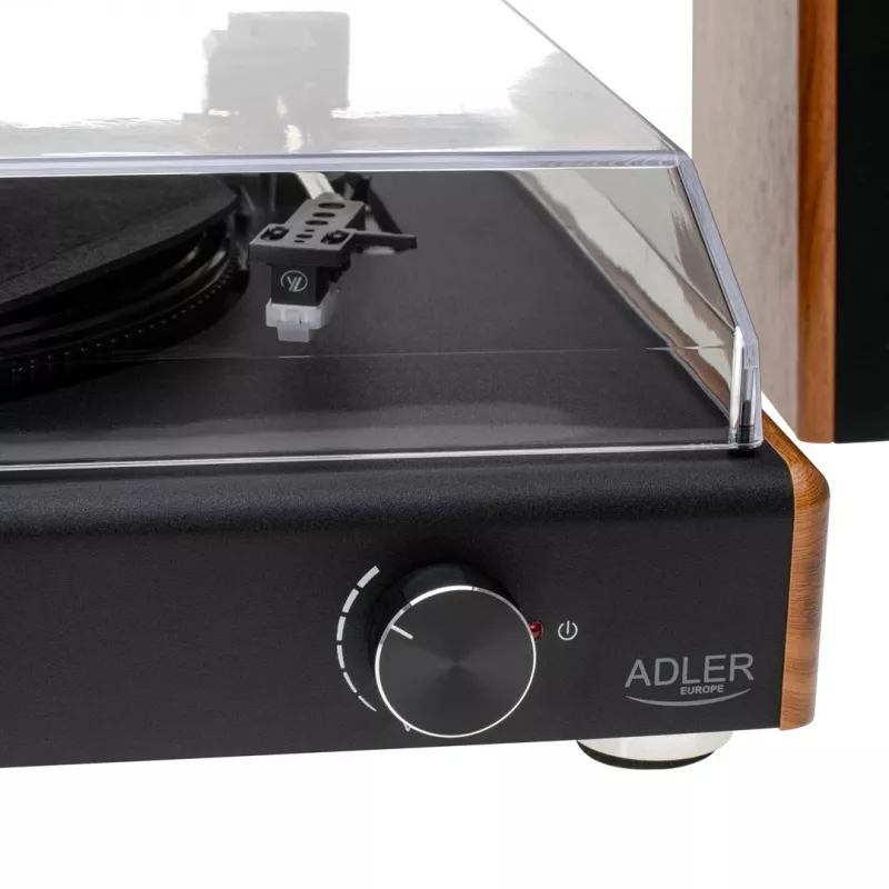 Riemengetriebener Plattenspieler Adler AD 1915 USB – Keramik-Plattenteller, 45 U/min, Gleichstrommotor, Bluetooth 5.4, USB-Ausgang, 2×10 W Lautsprecher