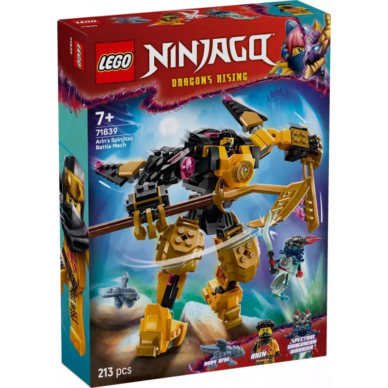 LEGO Bauset NINJAGO 71839 Arins Spinjitzu Kampf-Mech, 213 Teile, 2 Minifiguren, Höhe 160 mm