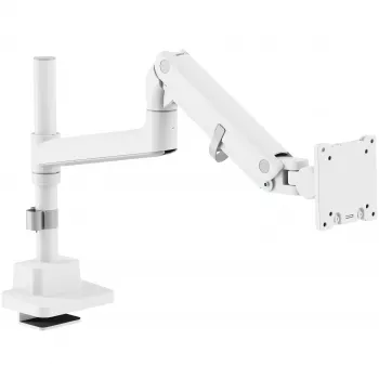 Monitorhalterung DIGITUS Single, Klemme, max. 57 Zoll, Tragfähigkeit 27 kg, VESA 75x75–100x100, weiß