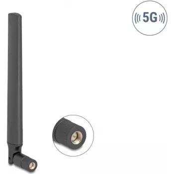 Omnidirektionale 3,3–5,0 GHz Antenne DELOCK SMA-Stecker 4,7 dBi mit Neigegelenk, schwarz