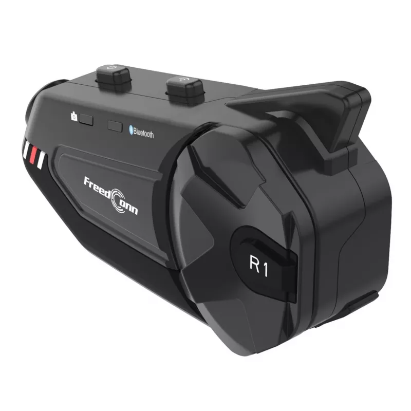 Headset FreedConn R1 PLUS E Motorrad-Bluetooth-Gegensprechanlage, Bluetooth 5.0+EDR, Reichweite 1000 m, IP65, UKW, 1080p-Video, 30 h Sprechzeit