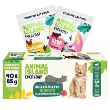 Nassfutter für Katzen animal island Everyday Rind- und Hühnerfilets in Brühe, 40×85 g Multipack