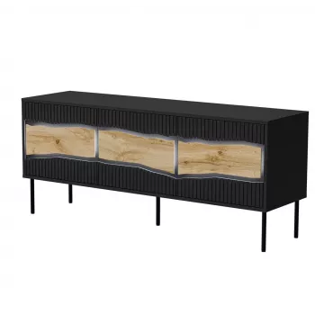 TV-Schrank cama meble INSERTO 3D 143,5x40x61,5 cm schwarz mit LED, Oberseite aus Spanplatte